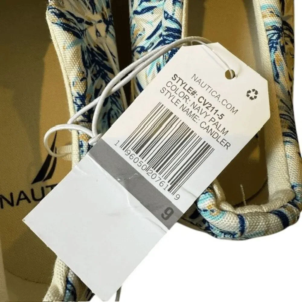 NWT Nautica Candler Canvas Slip On Shoes in Navy Palm Print Men's Size 9‎